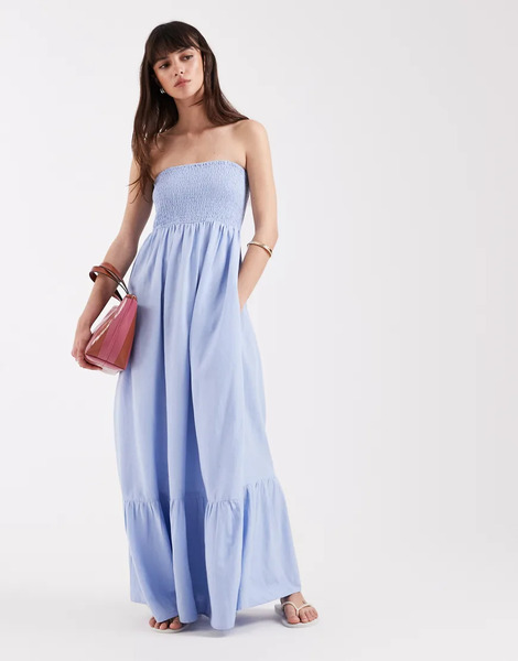  Aware Boho Bandeau Maxi Dress In Light Blue 