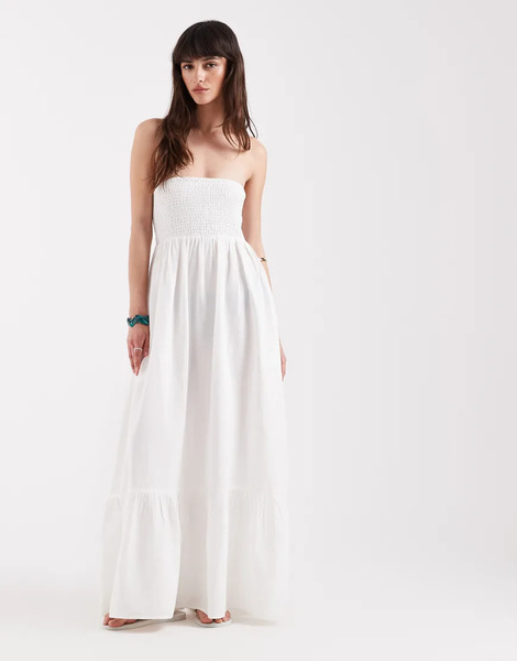  Aware Boho Bandeau Maxi Dress In White 
