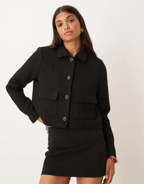  Aware Boucle Button Front Trophy Jacket In Black 