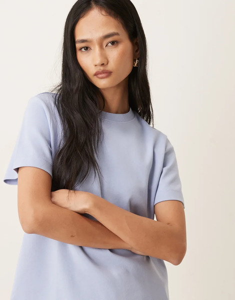  Aware Heavy Weight Boxy Tee In Light Blue 