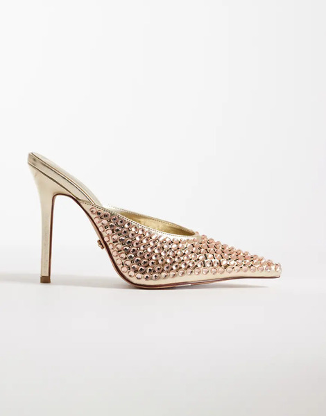  Azalea Wang Abrielle Heeled Mules In Gold 