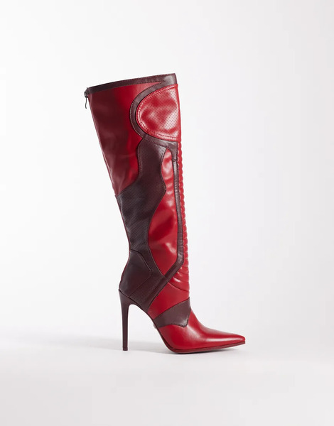  Azalea Wang Rodrigo High Heel Knee Boot In Red 