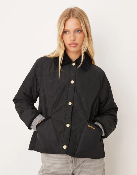  Barbour Anise Quilted Jacket In Black/ancient 