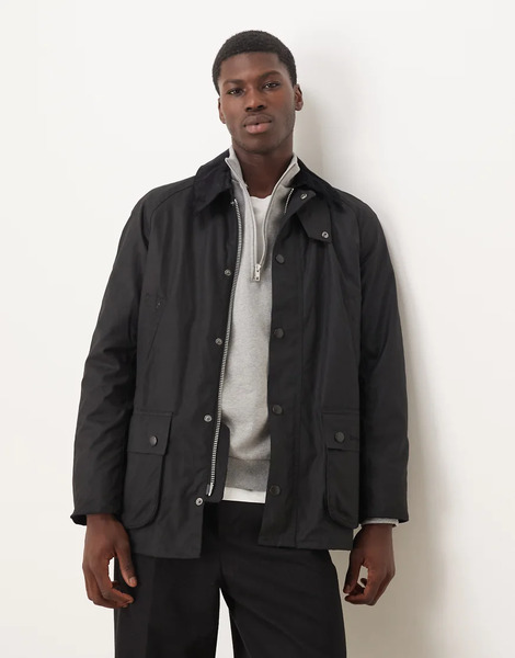  Barbour Ashby Wax Jacket In Black/classic 