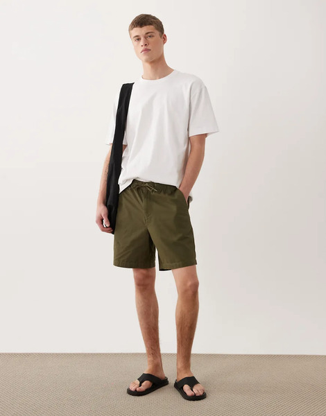  Barbour Declan Patch Drawstring Short In Khaki Green 