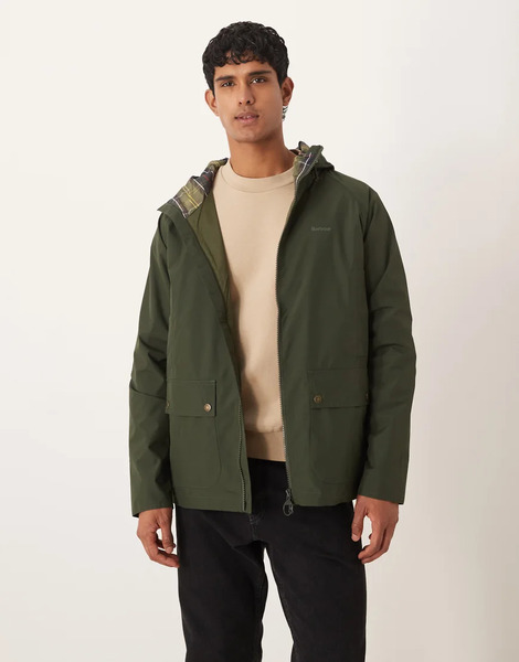  Barbour Domus Hooded Waterproof Jacket In Sage/classic   Dgreen 
