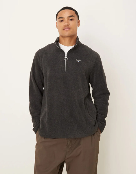  Barbour Essentials Half Zip Fleece In Charcoal Marl   Charcoal Grey 