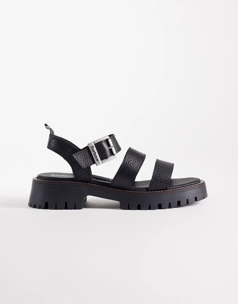  Barbour Gabby Leather Chunky Strap Sandals In Black 