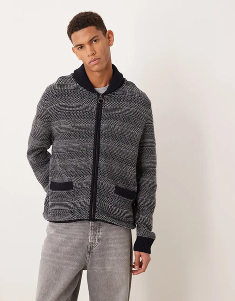  Barbour Helmsley Knitted Jacket In Navy 