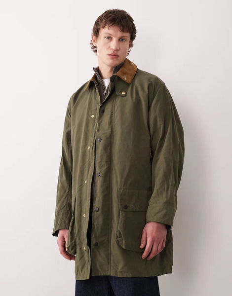  Barbour Icons Border Long Jacket In Green 