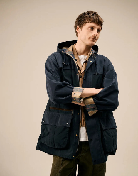  Barbour Icons Durham Hooded Jacket In Navy 