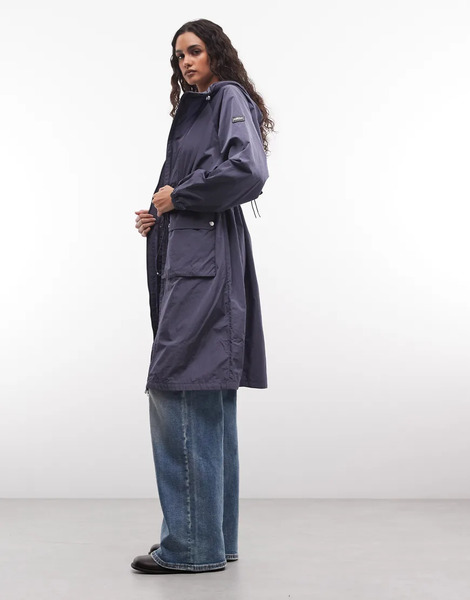  Barbour International Danica Long Showerproof Jacket In Blue 