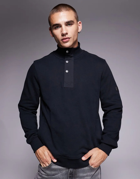  Barbour International Flight Half Zip Sweatshirt In Black 