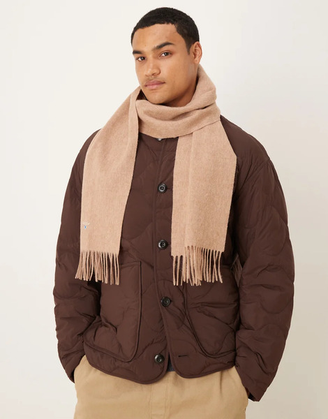  Barbour Plain Lambswool Scarf In Light Brown 