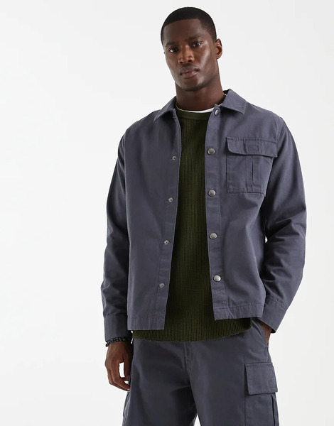  Barbour Wetheral Co Ord Twill Overshirt In Washed Navy 