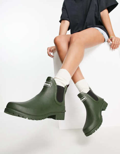  Barbour Wilton Chelsea Wellington Boot In Olive Green 