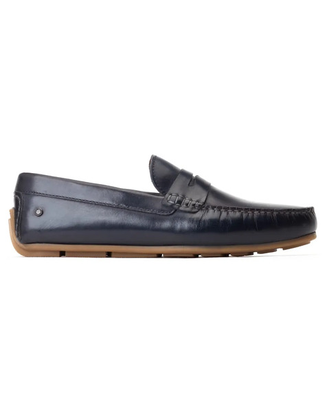  Base London Collins Driver Loafers In Navy 