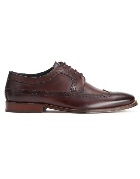  Base London Havisham Plain Toe Derby Shoe In Brown 