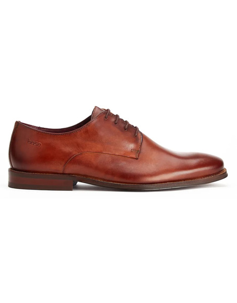  Base London Marley Plain Toe Derby Shoe In Tan Brown 