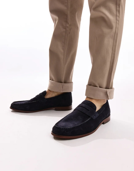  Base London Slate Penny Loafer In Navy 