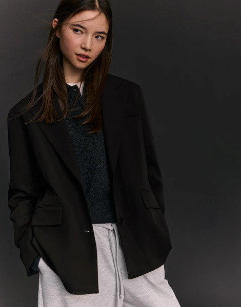  Bershka Basic Blazer In Black 