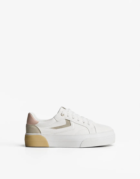  Bershka Contrast Trainers In White 