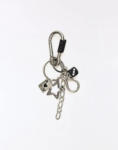  Bershka Dice Keyring In Silver 