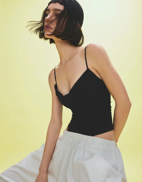  Bershka Draped Strap Body In Black 