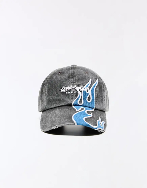  Bershka Embroidered Cap In Black 