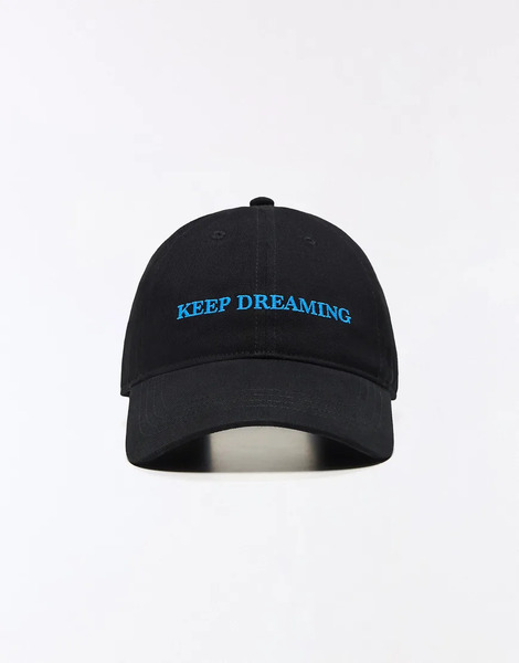  Bershka Embroidered Cap In Black 