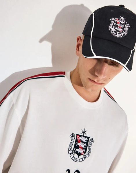  Bershka Embroidered Cap In Black 