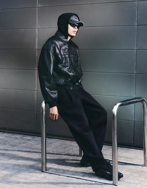  Bershka Faux Leather Jacket In Black 