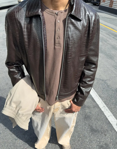  Bershka Faux Leather Jacket In Brown 