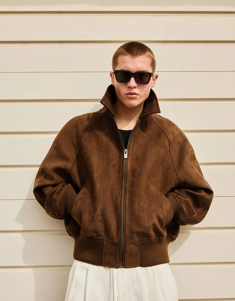  Bershka Faux Suede Jacket In Brown 
