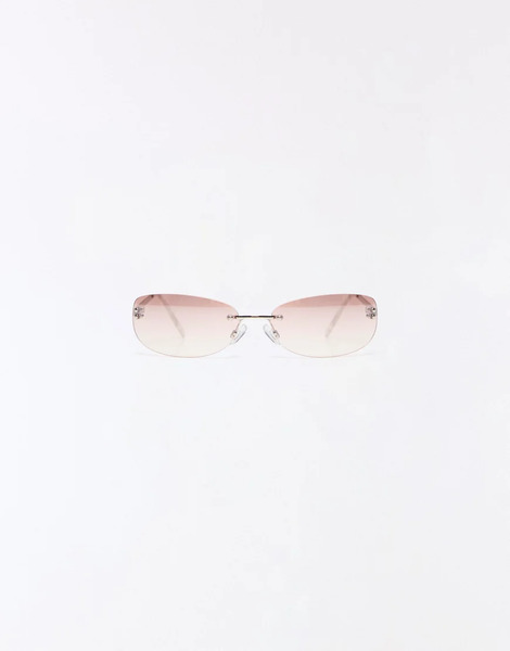  Bershka Frameless Sunglasses In Pink 