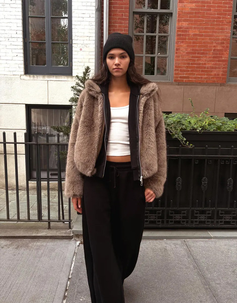  Bershka Jacket In Beig Brown 