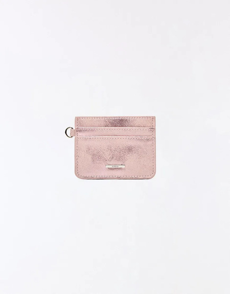  Bershka Mini Leather Effect Card Holder In Pink 