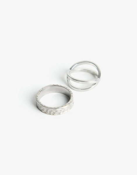  Bershka 2 Pack Of Rings In Silver 