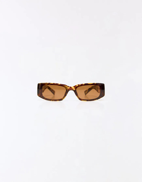  Bershka Rectangular Sunglasses In Brown 