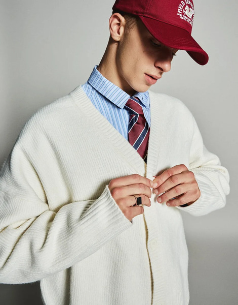  Bershka Striped Tie In Red 