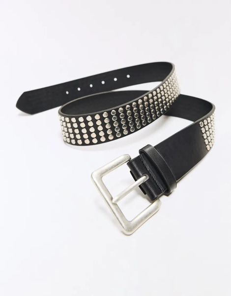  Bershka Studded Belt In Black 