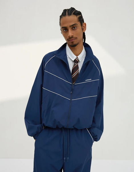  Bershka Technical Jacket In Blue Navy 