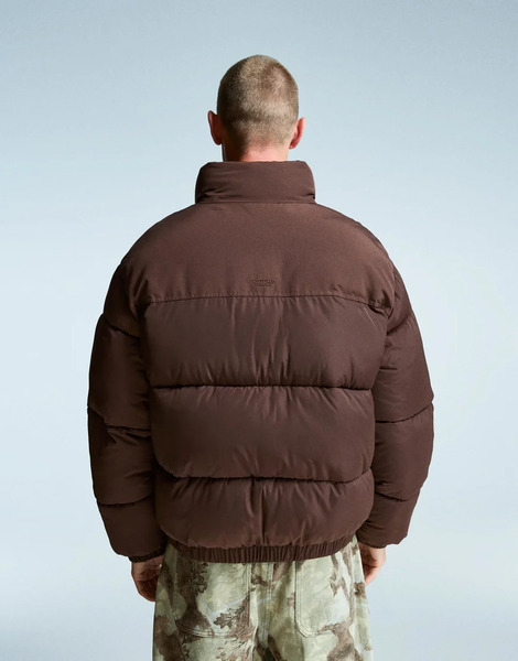  Bershka Technical Puffer Jacket In Brown 