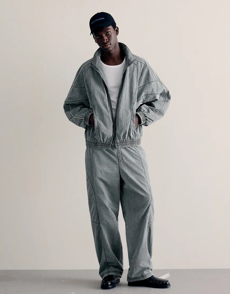  Bershka Washed Technical Jacket In Dark Grey 