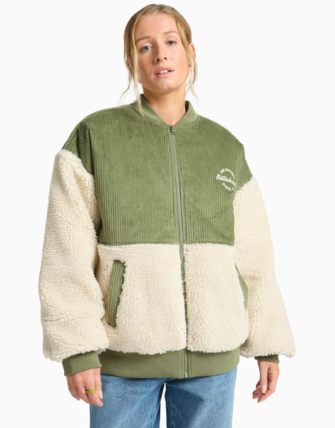  Billabong New Wave Oversized Bombers Jacket In Whitecap 