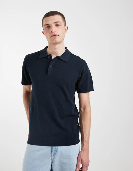  Blend 100% Cotton Regular Fit Knitted Polo In Navy 
