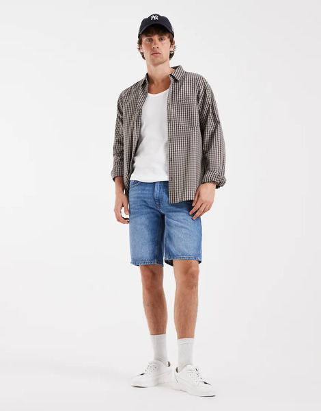  Blend Denim Slim Fit Shorts In Mid Wash Blue 