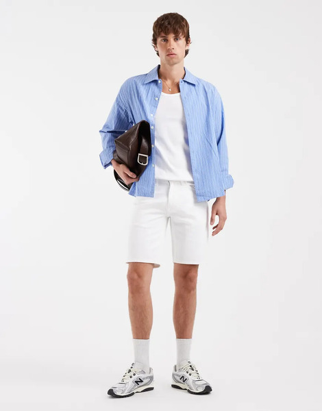  Blend Denim Slim Fit Shorts In White 