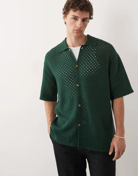  Blkvis Crochet Shirt In Green 