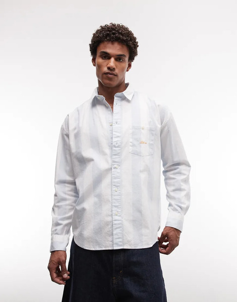  Blkvis Script Heavy Stripe Shirt In Blue 